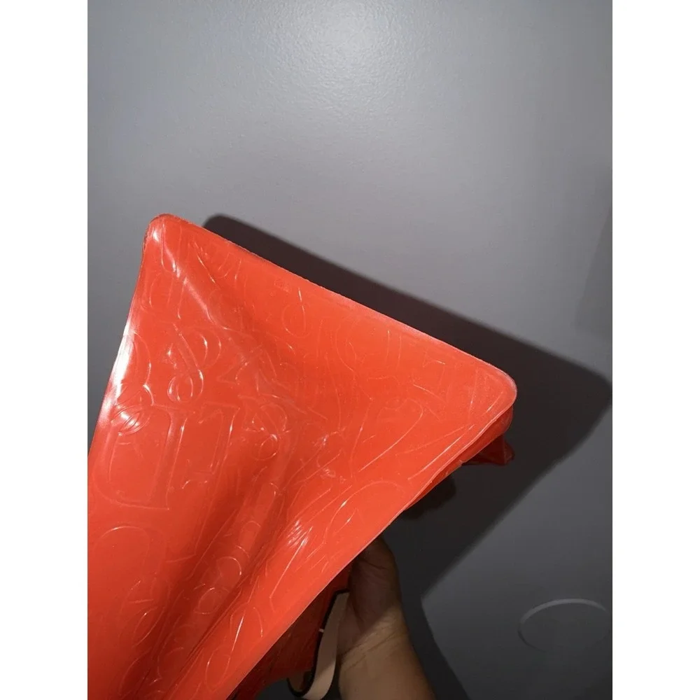 Dooney & Bourke Acrylic Plastic Jelly Vintage Monogram Tote Orange Leather Y2K M